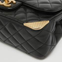 Pre Owned Chanel Black Quilted Leather Mini Rock The Corner Flap Bag