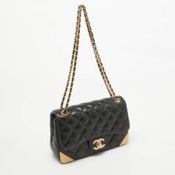 Pre Owned Chanel Black Quilted Leather Mini Rock The Corner Flap Bag