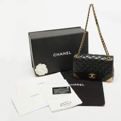 Pre Owned Chanel Black Quilted Leather Mini Rock The Corner Flap Bag