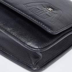 Pre Owned Chanel Black Leather CC Jacket Embossed Leather Wallet on Chain