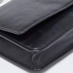 Pre Owned Chanel Black Leather CC Jacket Embossed Leather Wallet on Chain
