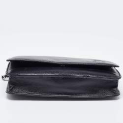 Pre Owned Chanel Black Leather CC Jacket Embossed Leather Wallet on Chain