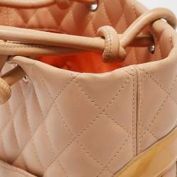 Pre Owned Chanel Beige Quilted Leather Small Cambon Ligne Tote