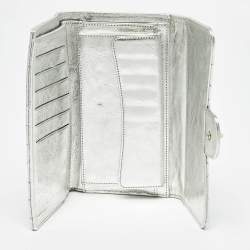 Chanel Silver Quilted Patent Leather Reissue Continental Wallet