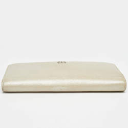 Chanel Pearl White Caviar Leather CC L Yen Continental Wallet