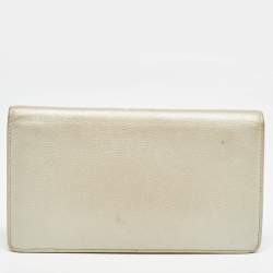 Chanel Pearl White Caviar Leather CC L Yen Continental Wallet