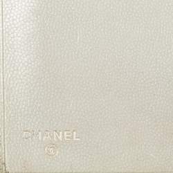 Chanel Pearl White Caviar Leather CC L Yen Continental Wallet