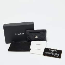Pre Owned Chanel Black Quilted Caviar Leather Classic Card Holder