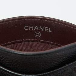 Pre Owned Chanel Black Quilted Caviar Leather Classic Card Holder