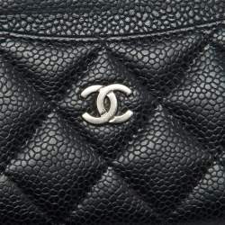 Pre Owned Chanel Black Quilted Caviar Leather Classic Card Holder