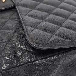 Pre Owned Chanel Black Quilted Caviar Leather Maxi Classic Single Flap Bag