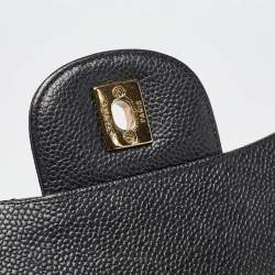 Pre Owned Chanel Black Quilted Caviar Leather Maxi Classic Single Flap Bag