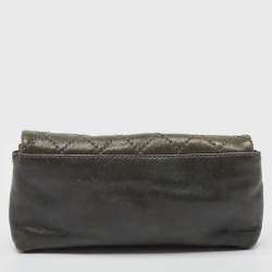 Chanel Grey Quilted Leather Mademoiselle Flap Clutch