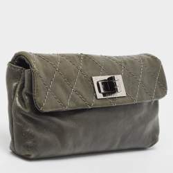 Chanel Grey Quilted Leather Mademoiselle Flap Clutch