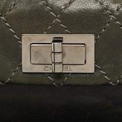 Chanel Grey Quilted Leather Mademoiselle Flap Clutch