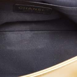 Chanel Gold Woven Embossed Leather Medium Boy Flap Bag