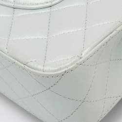 Pre Owned Chanel Green Iridescent Quilted Leather Medium Classic Double Flap Bag