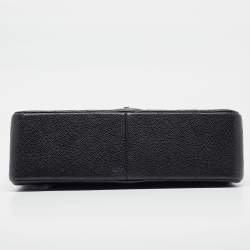Pre Owned Chanel Black Quilted Caviar Leather Jumbo Classic Double Flap Bag