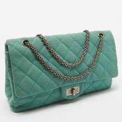 Chanel Light Green Jersey Classic 227 Reissue 2.55 Flap Bag