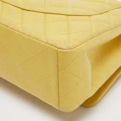 Chanel Yellow Quilted Leather Maxi Classic Single Flap Bag