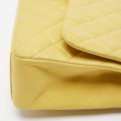 Chanel Yellow Quilted Leather Maxi Classic Single Flap Bag