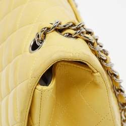 Chanel Yellow Quilted Leather Maxi Classic Single Flap Bag
