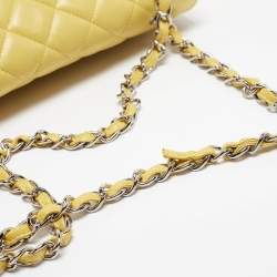 Chanel Yellow Quilted Leather Maxi Classic Single Flap Bag