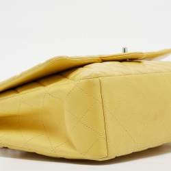 Chanel Yellow Quilted Leather Maxi Classic Single Flap Bag