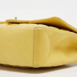 Chanel Yellow Quilted Leather Maxi Classic Single Flap Bag