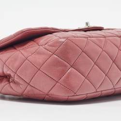 Pre Owned Chanel Pink Quilted Leather Jumbo Classic Single Flap Bag