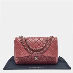 Pre Owned Chanel Pink Quilted Leather Jumbo Classic Single Flap Bag