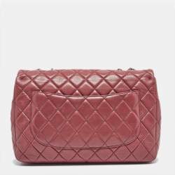 Pre Owned Chanel Pink Quilted Leather Jumbo Classic Single Flap Bag