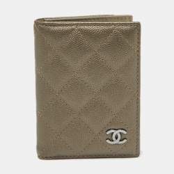 Chanel Metallic Quilted Caviar Leather CC Logo Card Case