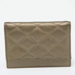 Chanel Metallic Quilted Caviar Leather CC Logo Card Case