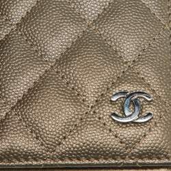 Chanel Metallic Quilted Caviar Leather CC Logo Card Case