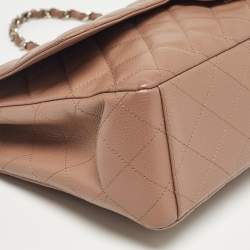 Pre Owned Chanel Old Rose Quilted Caviar Leather Maxi Classic Single Flap Bag