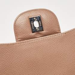 Pre Owned Chanel Old Rose Quilted Caviar Leather Maxi Classic Single Flap Bag