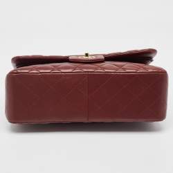 Pre Owned Chanel Burgundy Quilted Leather Jumbo Classic Double Flap Bag
