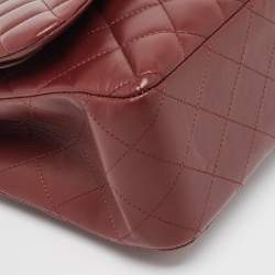 Pre Owned Chanel Burgundy Quilted Leather Jumbo Classic Double Flap Bag