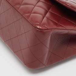 Pre Owned Chanel Burgundy Quilted Leather Jumbo Classic Double Flap Bag