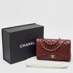 Pre Owned Chanel Burgundy Quilted Leather Jumbo Classic Double Flap Bag