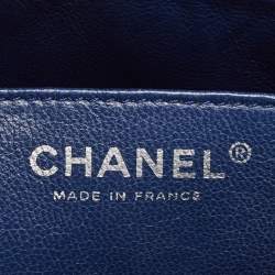Pre Owned Chanel Blue Quilted Caviar Leather Maxi Classic Single Flap Bag
