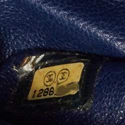 Pre Owned Chanel Blue Quilted Caviar Leather Maxi Classic Single Flap Bag