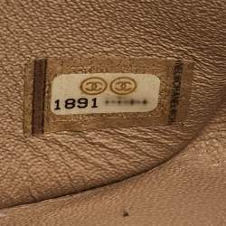 Pre Owned Chanel Cream Quilted Patent Leather Jumbo Classic Double Flap Bag