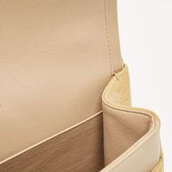 Pre Owned Chanel Cream Quilted Patent Leather Jumbo Classic Double Flap Bag