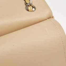 Pre Owned Chanel Cream Quilted Patent Leather Jumbo Classic Double Flap Bag