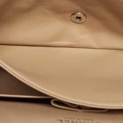 Pre Owned Chanel Cream Quilted Patent Leather Jumbo Classic Double Flap Bag