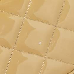 Pre Owned Chanel Cream Quilted Patent Leather Jumbo Classic Double Flap Bag