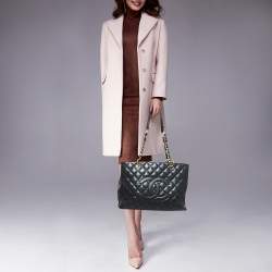 Pre Owned Chanel Black Quilted Caviar Leather GST Shopper Tote