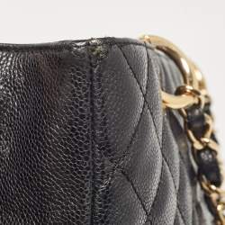 Pre Owned Chanel Black Quilted Caviar Leather GST Shopper Tote